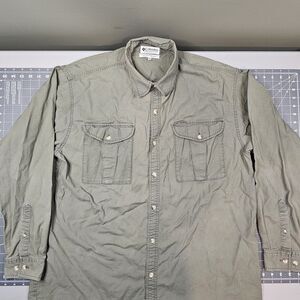 Columbia Safari Shirt Mens XL Canvas Outdoors Fishing Camping Hiking Preppy Hunt